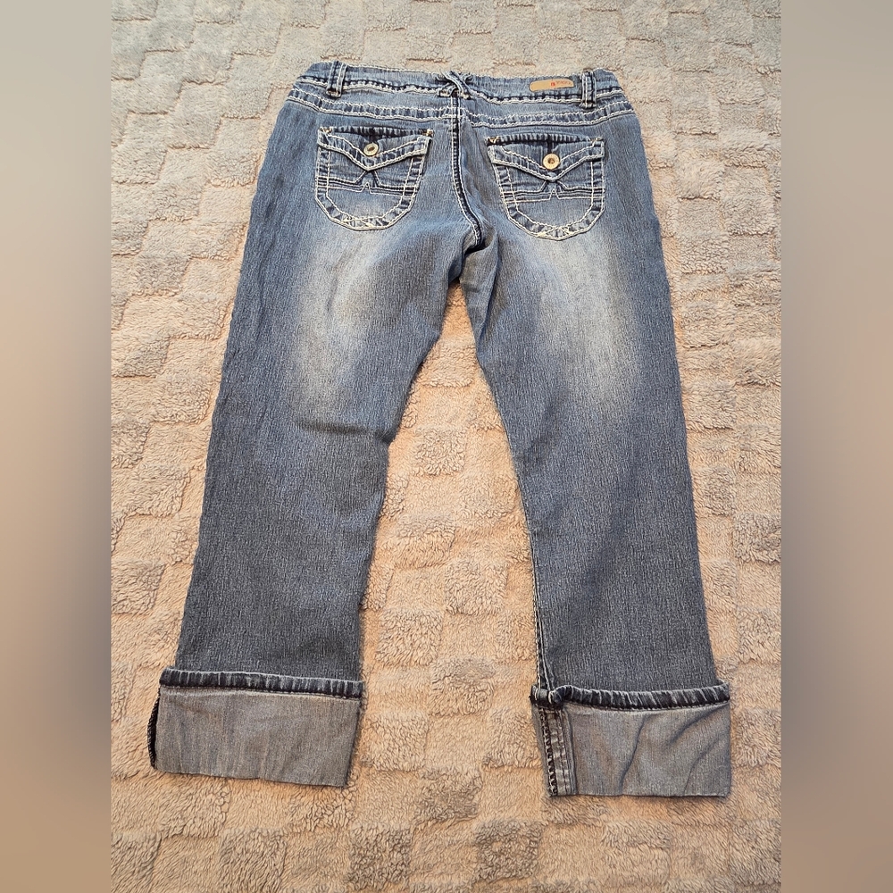 Bongo Jeans Womens 11W Embroidered Flap Pockets Y2K Retro Cute Flashback - Picture 2 of 10